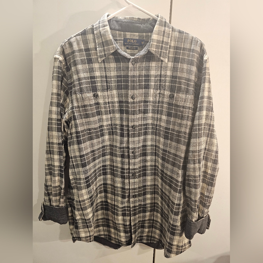 Polo Ralph Lauren Mens XL Gray Flannel Shirt